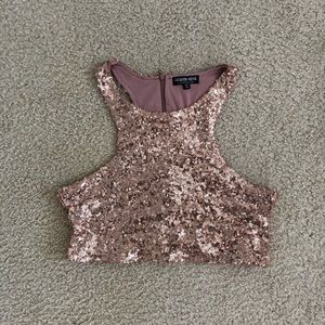 Rose Gold Sequin Crop Top